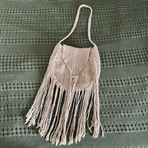 Mossimo Supply Co Crochet Macramé Fringed Shoulder Purse Lined